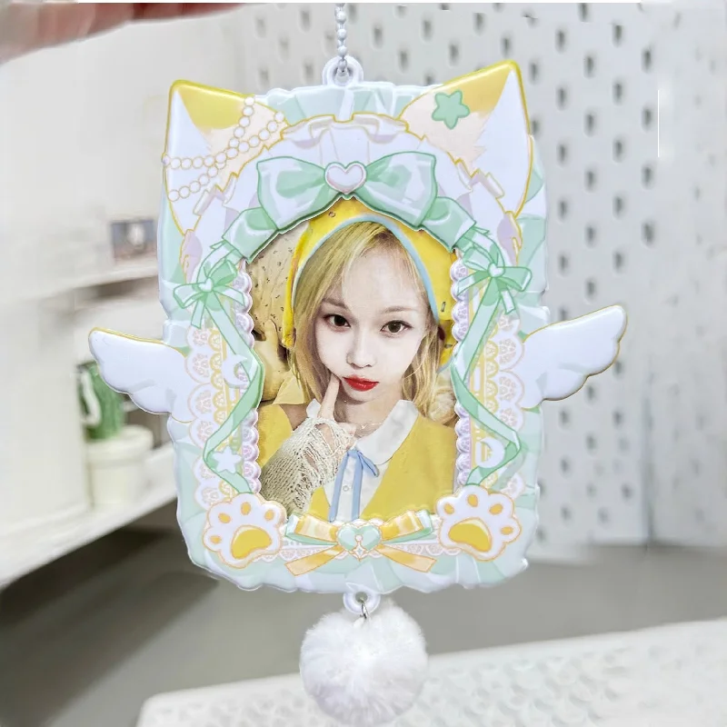 Kawaii 3 inch Kpop Photocard Holder Photo PVC Card Holder Bag Pendant School Stationery idol campus meal card bus card