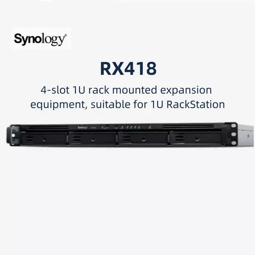 Synology RX418 NAS DiskStation 4 베이 NAS 엔터프라이즈, SATA HDD 2.5 인치, SATA SSD 확장 유닛, 1U 랙 스테이션용 디스크리스, 3.5 인치, 2.5 인치 