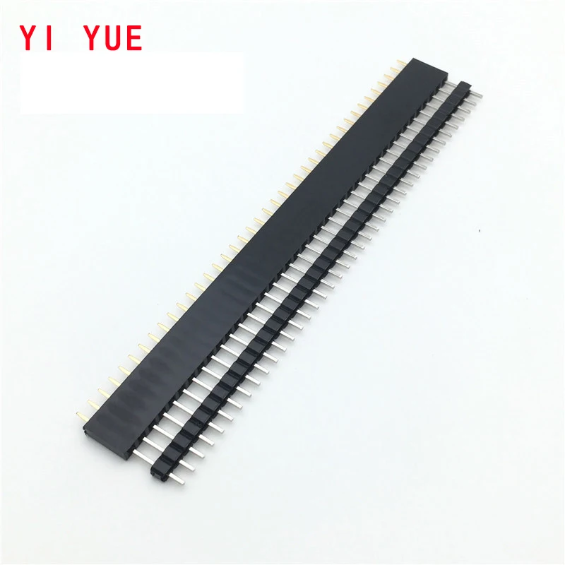 20pcs 10 pairs 40 Pin 1x40 Single Row Male and Female 2.54 Breakable Pin Header PCB JST Connector Strip for Arduino Black