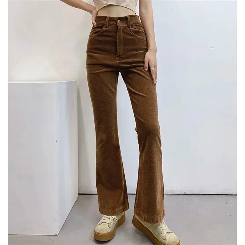 High Waisted Corduroy Flared Pants With European And American Style Slimming Casual Pants