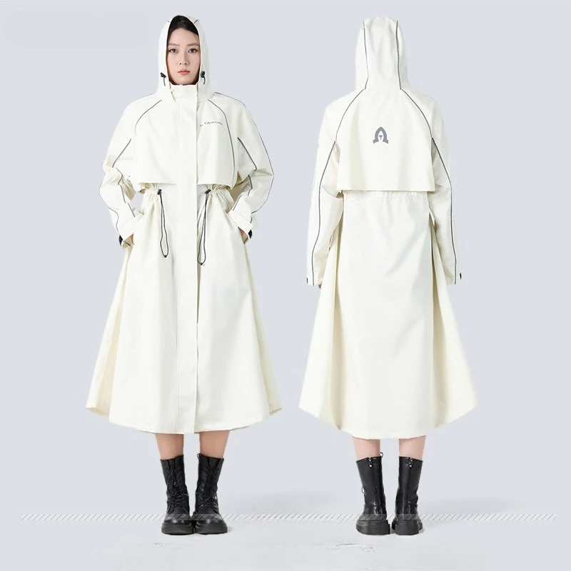 Waterproof Long Loose Windbreaker Style Hooded Raincoat Women Men Electric Bicycle Poncho Portable Outdoor Travel Hking Rainwear