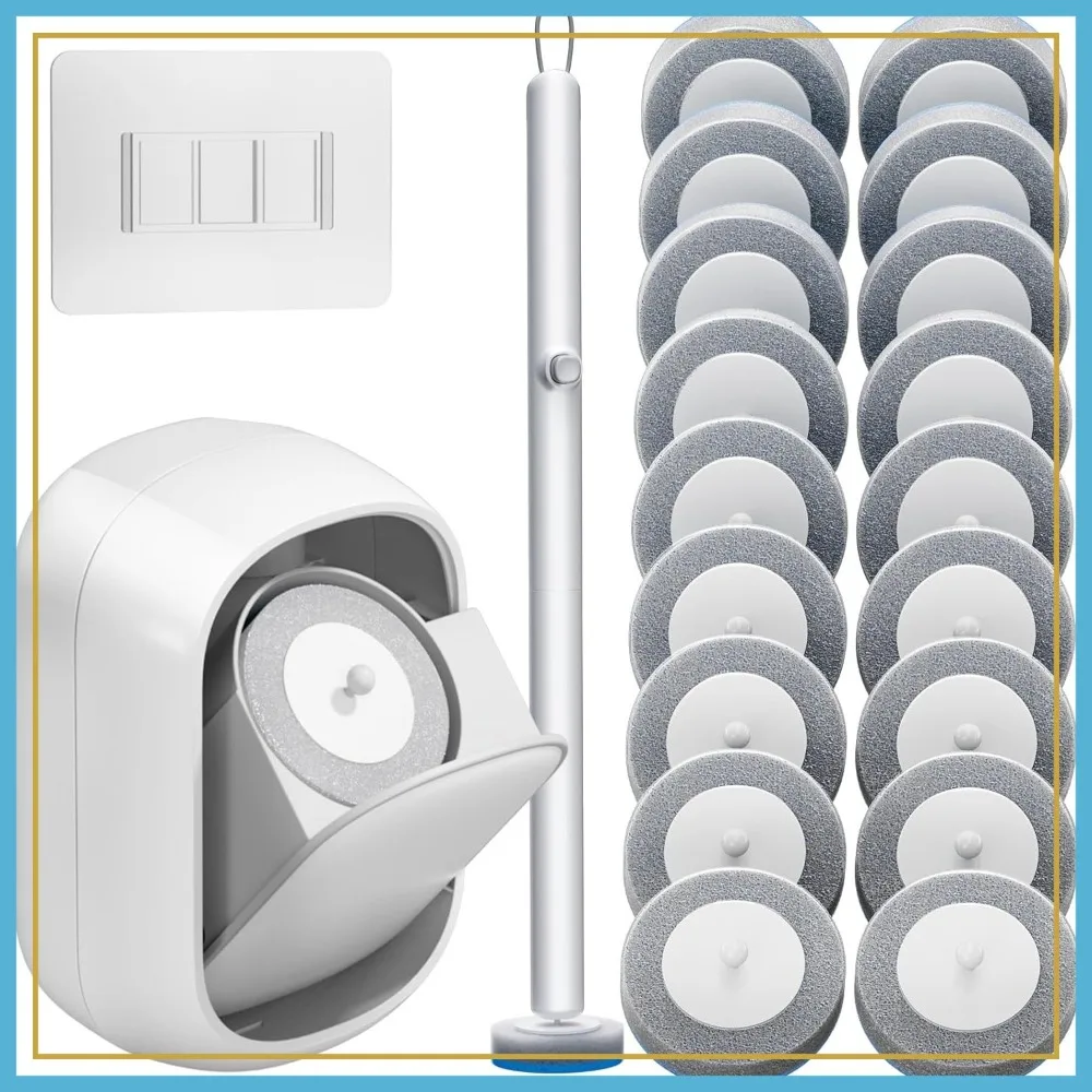 

Disposable Toilet Brush & Holder Set with 18 Refill Pads, Wall Mounted Bathroom Cleaner Kit