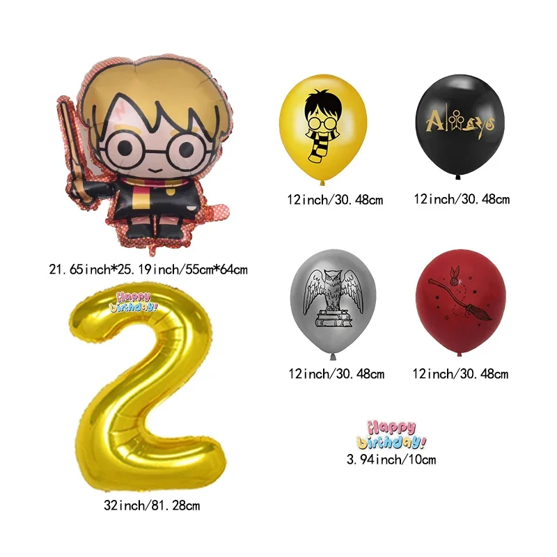 12-teiliges Set Folienballons Nummer 0-9 Zauberer-Cartoon Globos Magisches Harry-Potter-Thema Geburtstagsparty Aluminiumfolie Deko-Zubehör – Detail 11