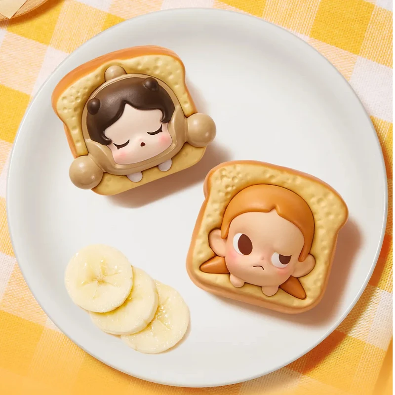 Original Pop Bean Baked Bread Series Mini Doll Kawaii Anime Figure Labubu Skullpanda Desktop Ornaments Surprise Gift Collection