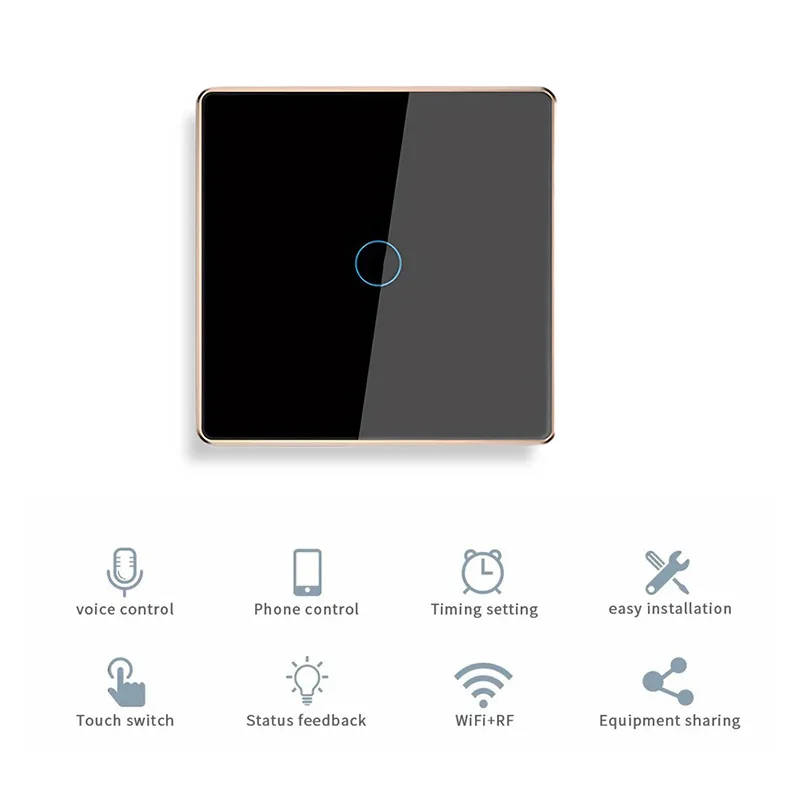 Tuya Zigbee Smart Switch - EU Standard Metal Frame Touch Control Remote Voice Control Compatible with Alexa Google Assistant