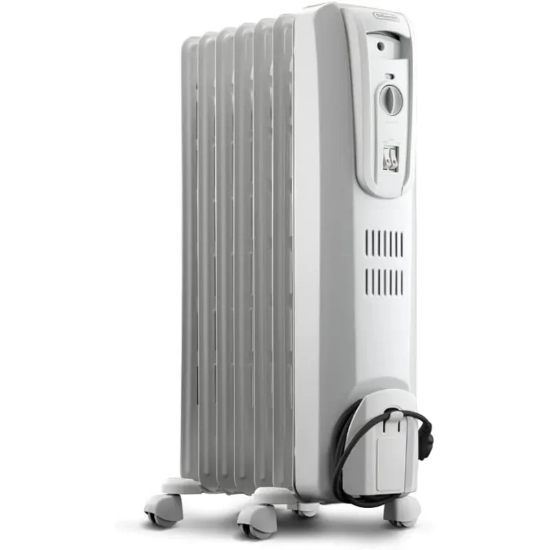 DeLonghi Oil Filled Radiant Heater 1500W Electric Space Heater - Quiet and Portable with Anti-Freeze Function Safety Features