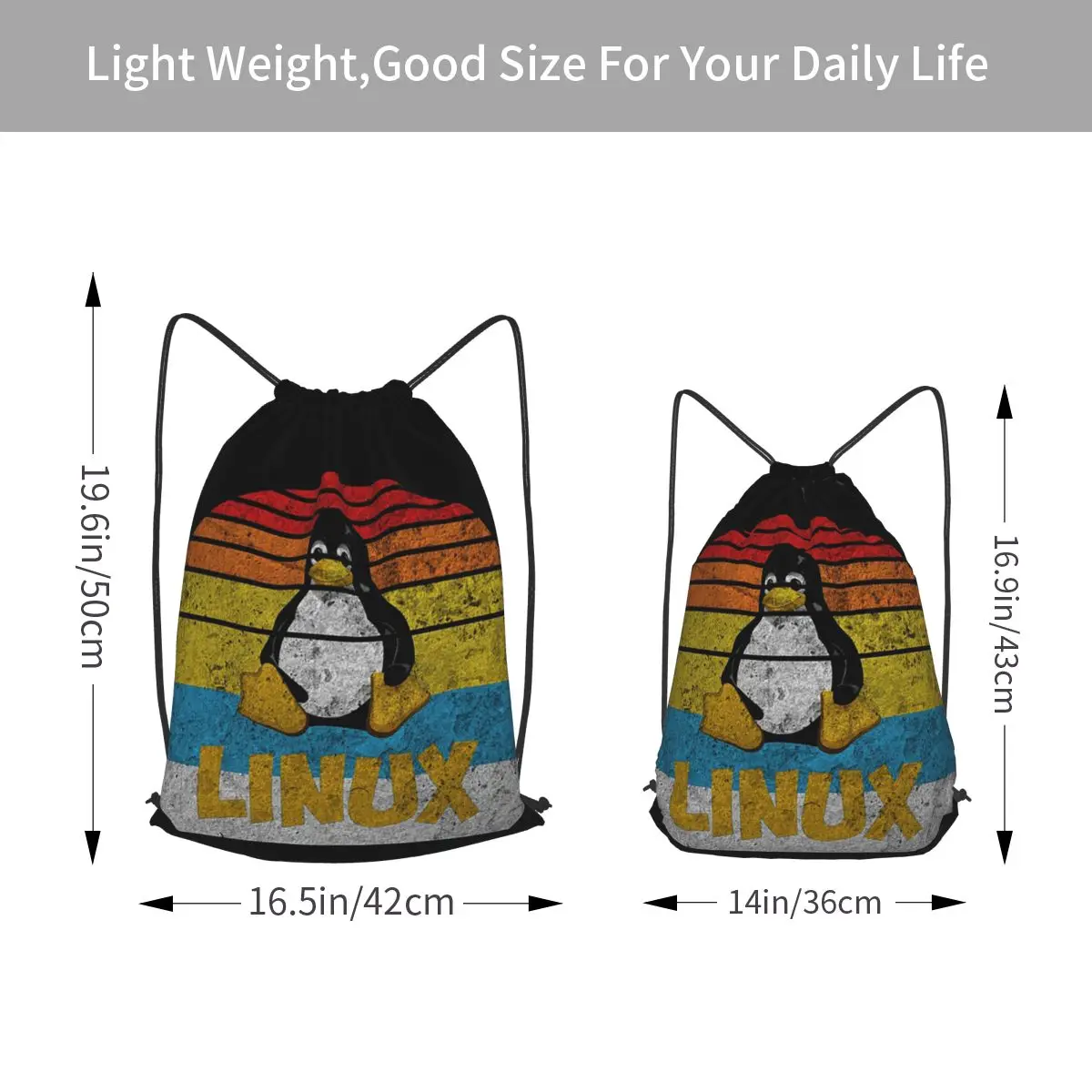 Original Linux Squad Unix Geek Backpacks Casual Drawstring Bags Storage Bag Book Bags for Travel Students