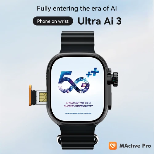 Microwear 울트라 Ai3 스마트워치 5G LTE 안드로이드, 180 ° 회전 카메라, GPS, 와이파이, 글로벌 버전, 아몰레드 스마트 워치, 인셋 SIM 카드 