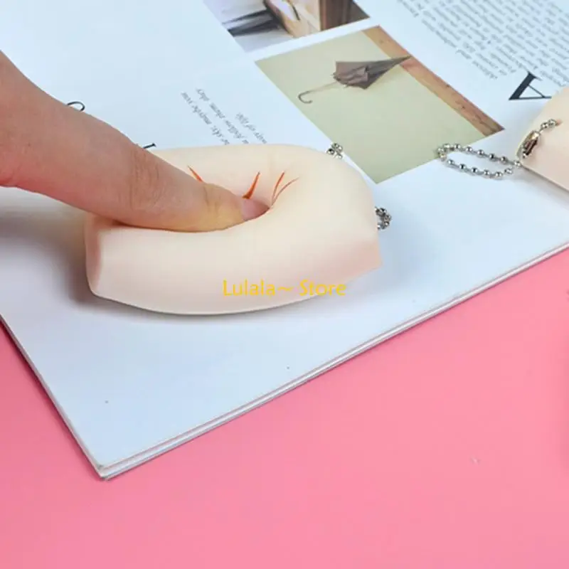 Y4QA Novelty Tofu Squeeze Toy Yellow Soft Bounce Venting Toy Rebounding Maltose Soft Tofu Squeeze Toy Photo Props