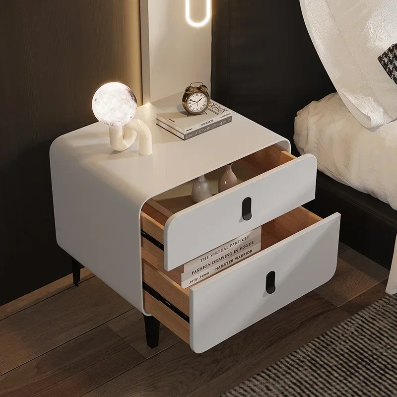Simple Modern Cream Wind Bedside Table Small Bedroom Household Bedside Simple Storage Small Cabinet Bedside Rack