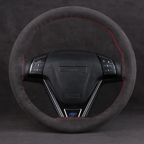 Imagen 2 del producto Hand Sewing Car Steering Wheel Cover Universal 38cm Suede Auto Steering Wheel Braid Durable Car Accessories