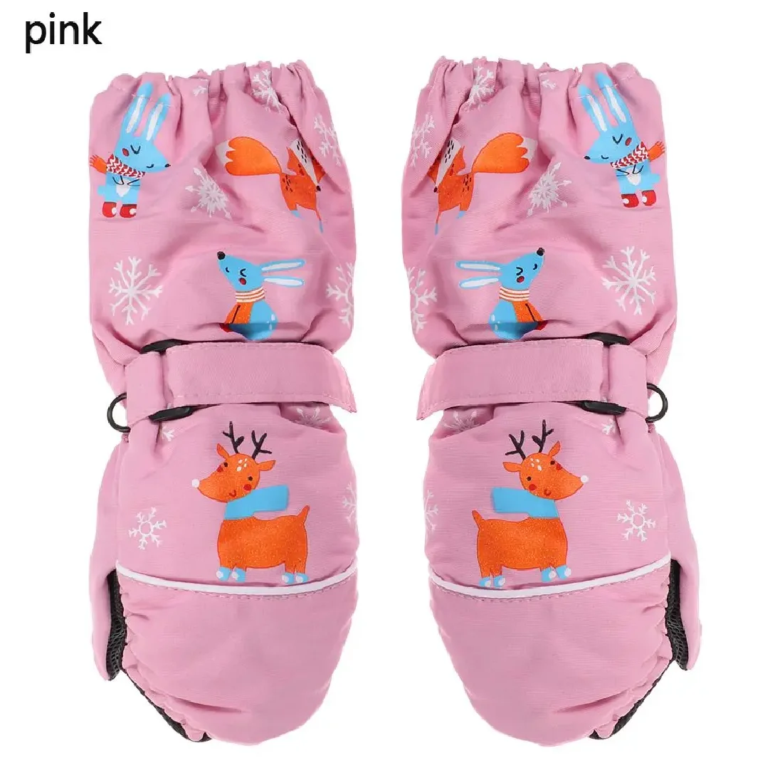 

Kids Boys Girls 2-6 Years Old Waterproof Deer Rabbit Non-slip Children Ski Gloves Windproof Thick Warm Long-sleeved Mittens