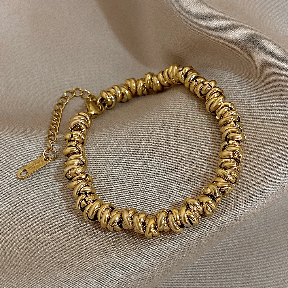 Unique Design Chunky Gold Color Metal Thick Chains Stainless Steel Bracelet For Women Men Wrist Stackable Jewelry Gift