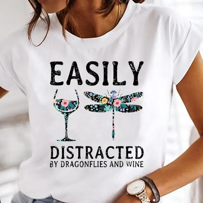 Women Print Clothes Flower Lovely Cute Female Tops Tee Tshirt Fashion Print Cartoon O-neck Ladies Graphic T-Shirt