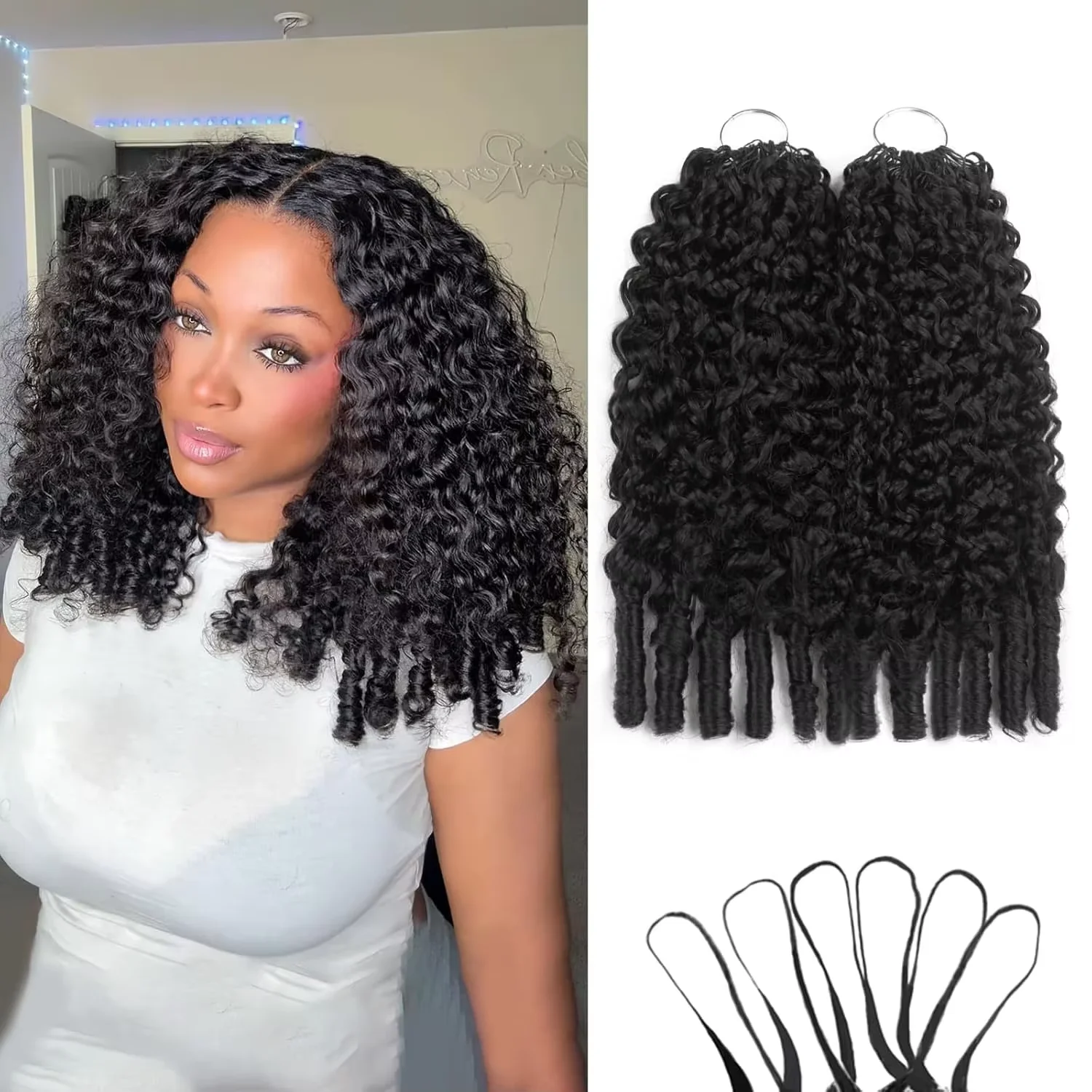 Extensions de cheveux au crochet 100% cheveux humains bouclés birmans, pointes plume, boucles spirales birmans, tresses invisibles sans nœuds, miracle sans nœuds