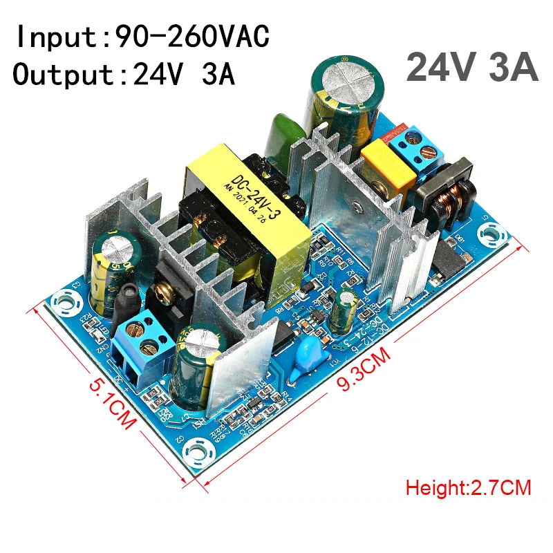 AC 90-260V do DC 24V 3A moduł zasilania przełącznik płytki AC-DC 72W przełącznik zasilania dla adaptera DC-24V-3