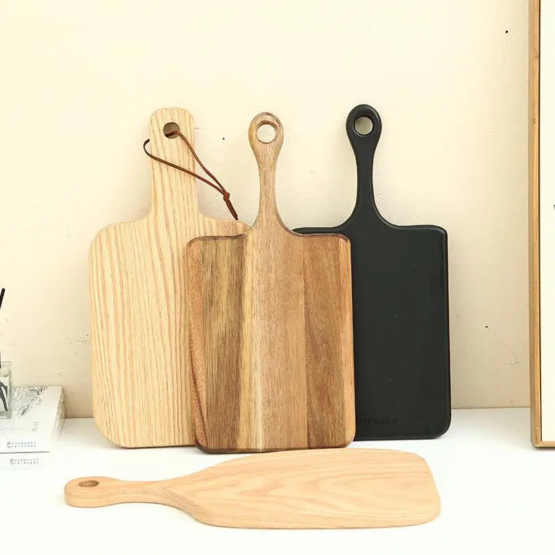 Real Wood Cutting Board Wooden Fruit Knife Board Kitchen Japanese Beech Bread Board Double-Sided Modern Simple Style Irregula...
