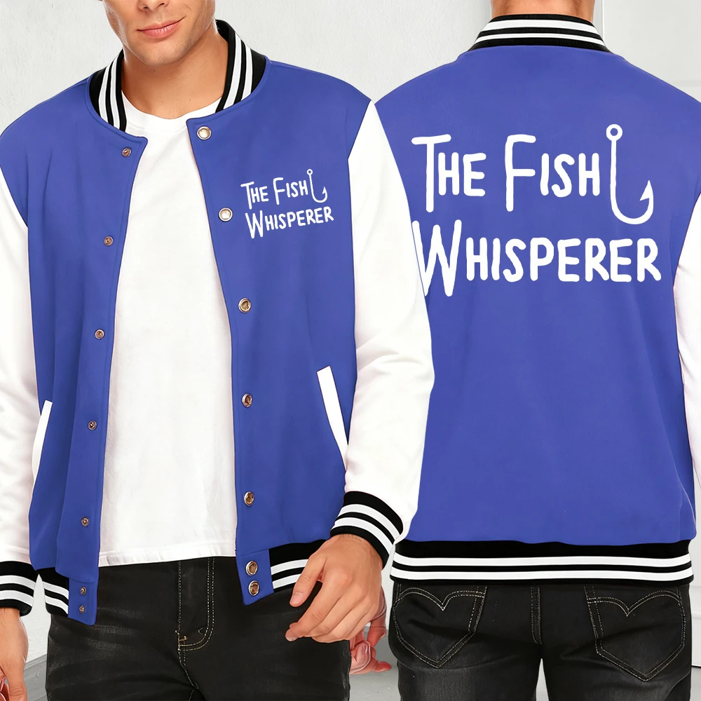 

The Fish Whisperer Funny Print Men Clothes Warm Loose Streetwear Pocket Casual Jackets Autumn Fashion Fleece Sportswears