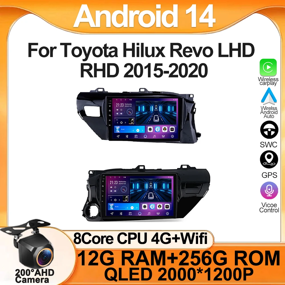 

For Toyota Hilux Revo LHD RHD 2015-2020 Car Radio Player Car Carplay Screen Autoradio Mirror Link Car Intelligent Systems 8 Core