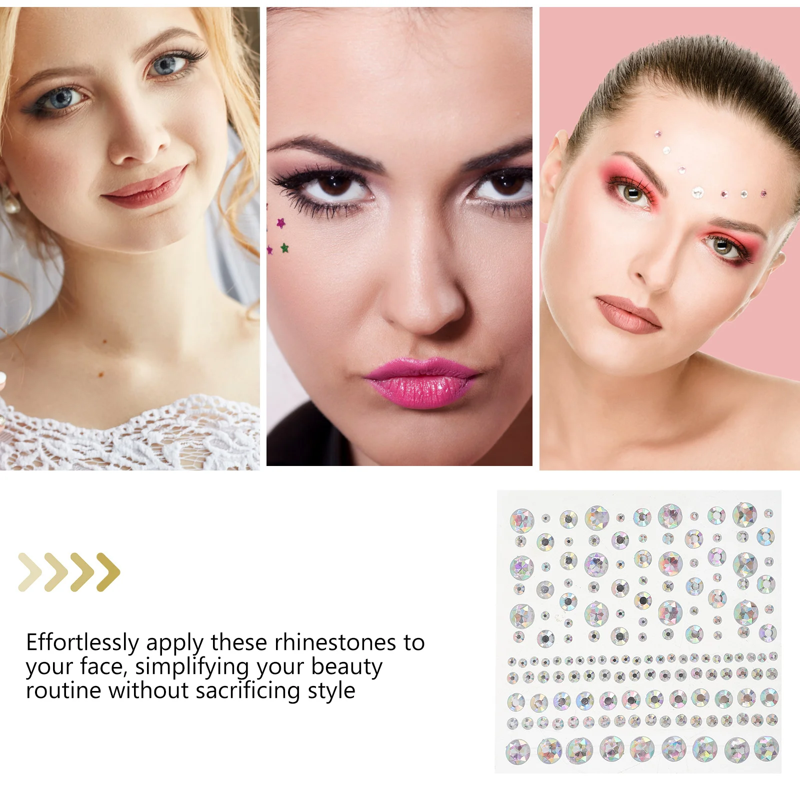 Samoprzylepne cyrkonie na twarz 10 arkuszy, ozdoby do makijażu oczu, tęczowe, błyszczące naklejki, cyrkonie AB przezroczyste na imprezy i występy sceniczne.