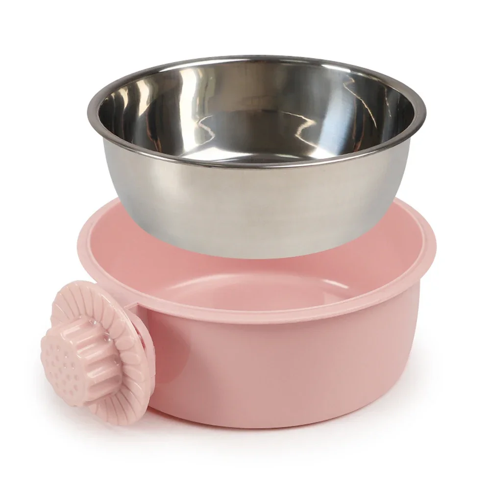 Aço inoxidável Dog Bowls Alimentador Gaiola Pendurado Pet Cat Bowl Dispensador De Água Dog Food Container Cat Bowls para Puppy Dog Supplies