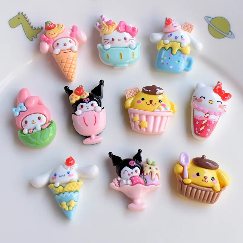 2/5pcs Sanrio Cake Resin Flatback Cabochon for Diy Jewelry Accessories Cartoon Kuromi Hello Kitty Kuromi Resin Charms