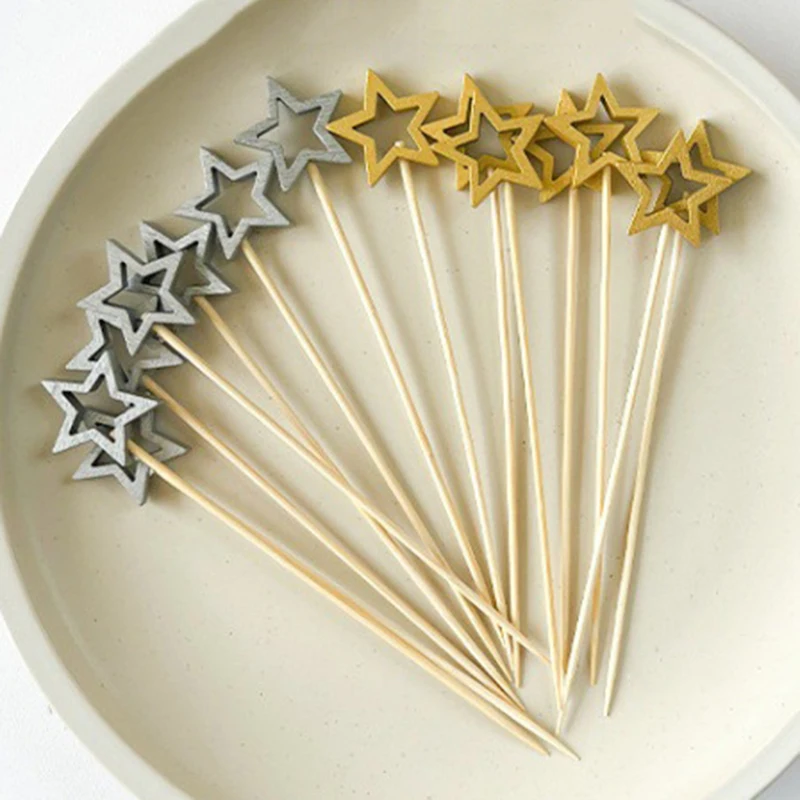 50 stücke schöne beginnt Buffet Obst Baby party Geburtstags feier begünstigt Cupcake Topper Pentagramm Kuchen Dessert Partys Dekoration