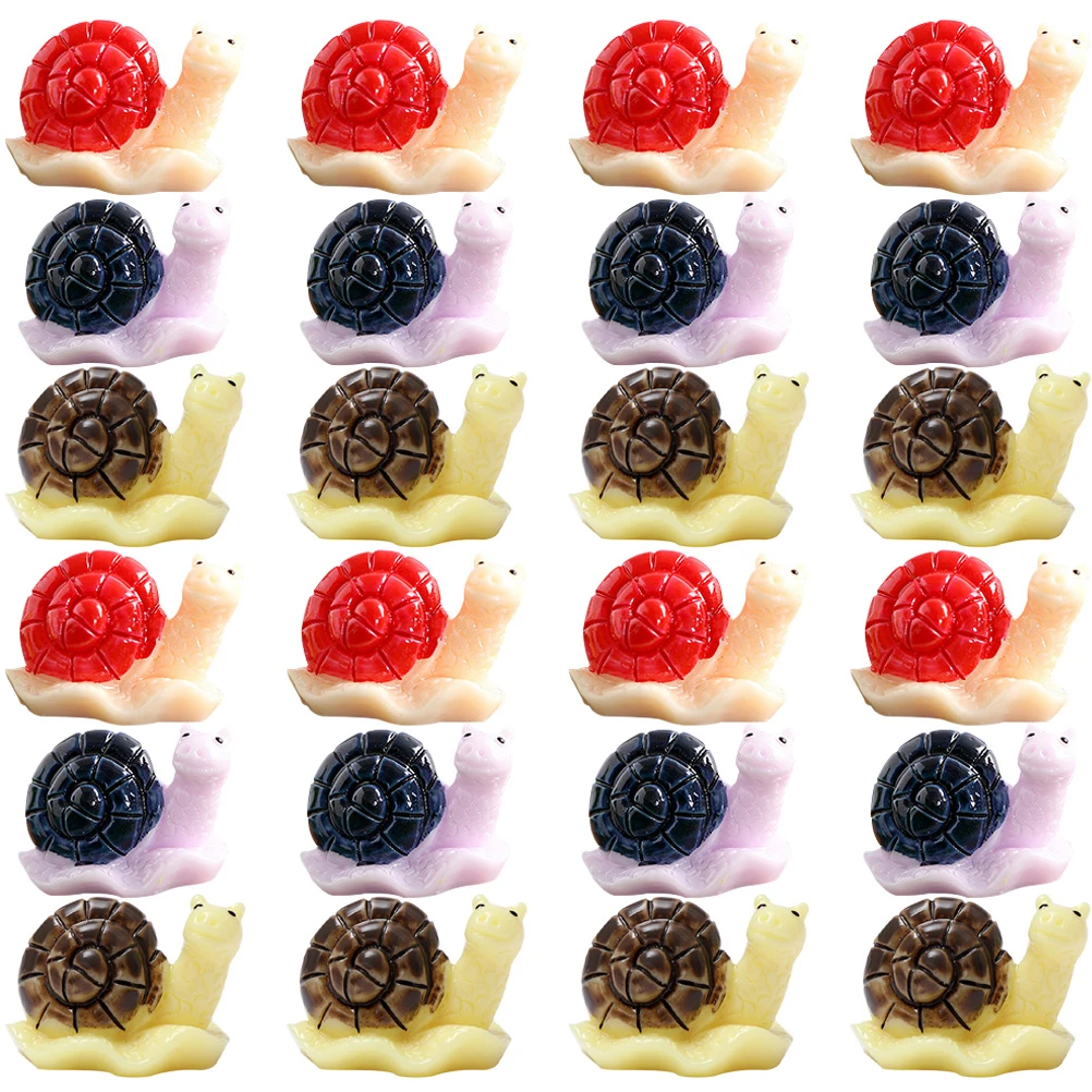 

24 Pcs Resin Snail Figurines Miniature naments for Decorations Small Size Lifelike Bright Colors Garden Statue