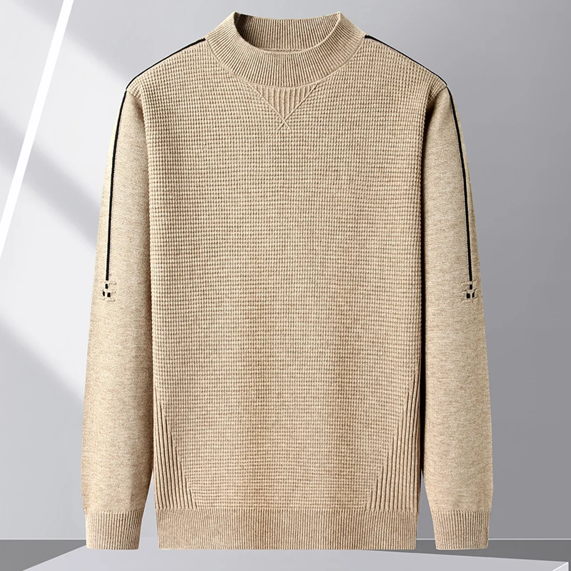 

Luxury Quality Men's Semi High Neck Pullover Thick Sweater Winter New Solid Color Anti Pilling Knitted Sweater Casual Men'swear