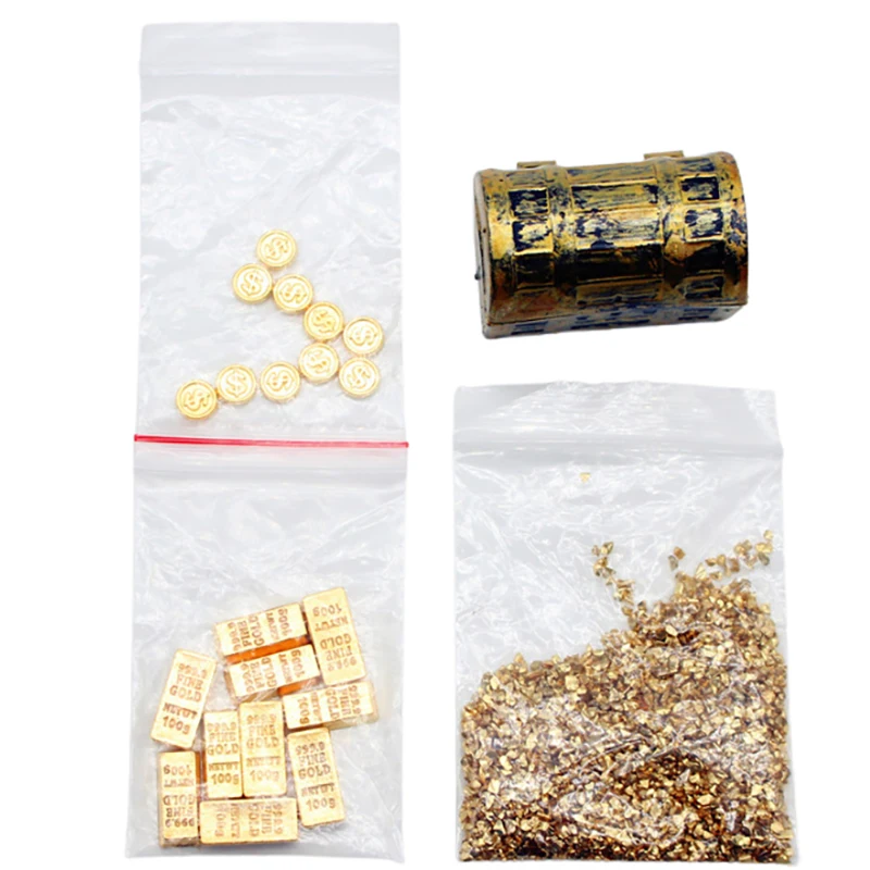 Retro Mini Treasure Chest With Fake Coins Exquisite Dollhouse Accessory Creative Landscape Decoration DIY Parts view 4