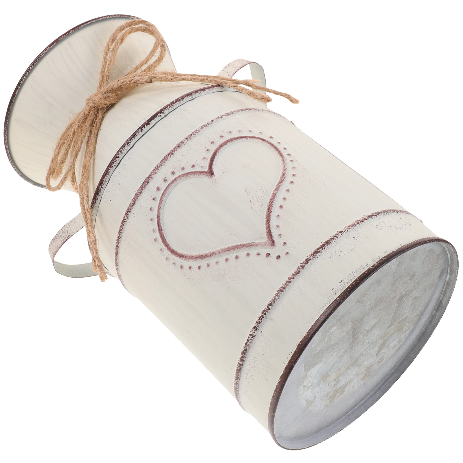 

Retro Vintage Iron Flower Pot Vase for Decor Arrangement Heart Shaped Metal Farmhouse Bucket Container