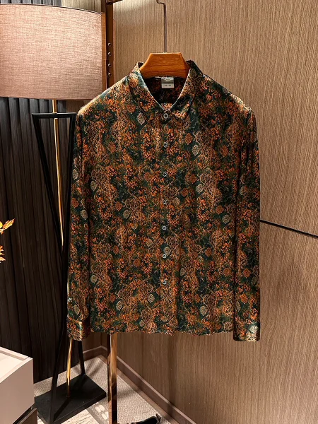 

Modern Retro Chinese Style Men's Silk Shirt Long Sleeve Business Casual Elegant Standard Fit Fashionable Silk Shirt