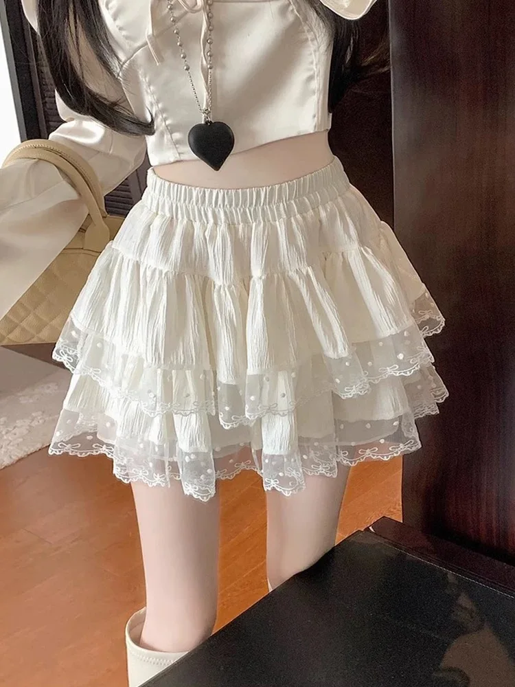 

Gothic Lace Tutu Skirt Women Elastic Waist Black Mesh Detail Petticoat Sexy Mini Tulle Skirt Party Clubwear Stage Dance Outfit