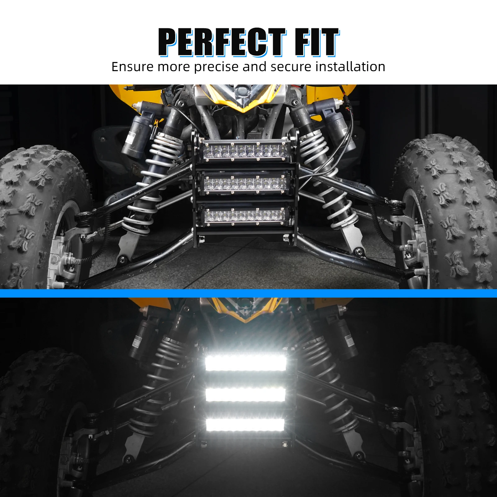 NICECNC For Yamaha Raptor 700 2013-2026 ATV Front Bumper With LED Lights Kit For Yamaha Raptor 700R 60W 6000K Aluminum