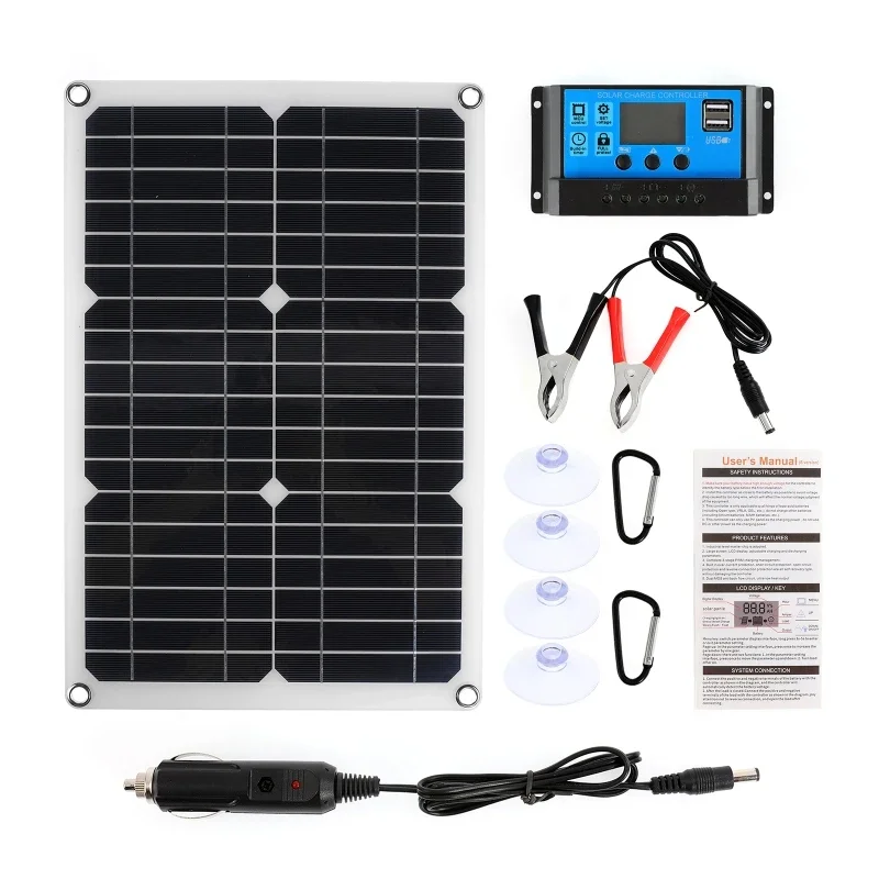 Pmax. 180W 12V Solar Panel Actual 20W + 20A Solar Charger Controller Set Single/Dual USB Port  for Home Outdoor Emergency Power