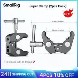 SmallRig Super Clamp with 1/4 and 3/8 Thread 2pcs Pack For 15mm-44mm Rods Cameras Lights Umbrellas Hhooks Shelves Camera Clamp