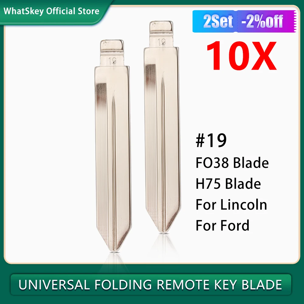 10Pcs Metal No.19 Uncut FO38 Flip KD Key #19 Blade For Ford Lincoln Mercury Folding Key Blank Auto Blade