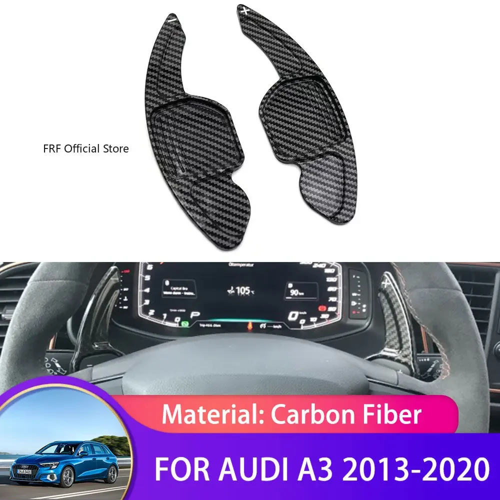 Carbon Fiber Car Wheel Shifter Paddle Shift For Audi A3 8V 2013 2014 2015 2016 2017 2018 2019 2020 Extension Shift Cover 2 Pcs