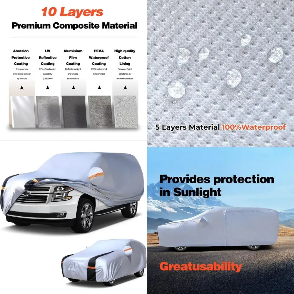 

Universal Large SUV Car Cover Waterproof All-Weather Heavy Duty Outdoor Full Exterior Protection Against Rain, Sun, Wind, UV, Ha