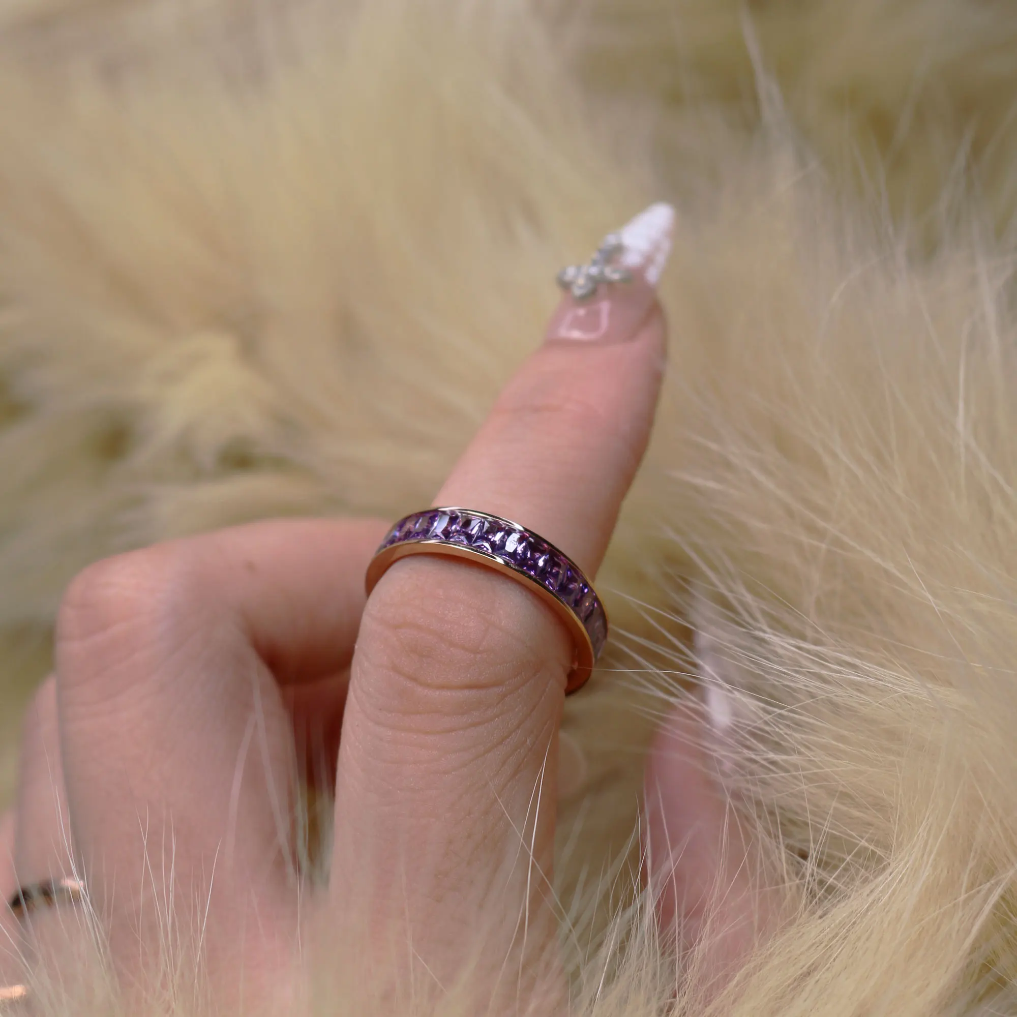 Top Quality Titanium Steel 4 Colors Semi-circle Quartet Crystal Ring Woman Luxury Jewelry Ring Wholesale Good Gift For Holiday