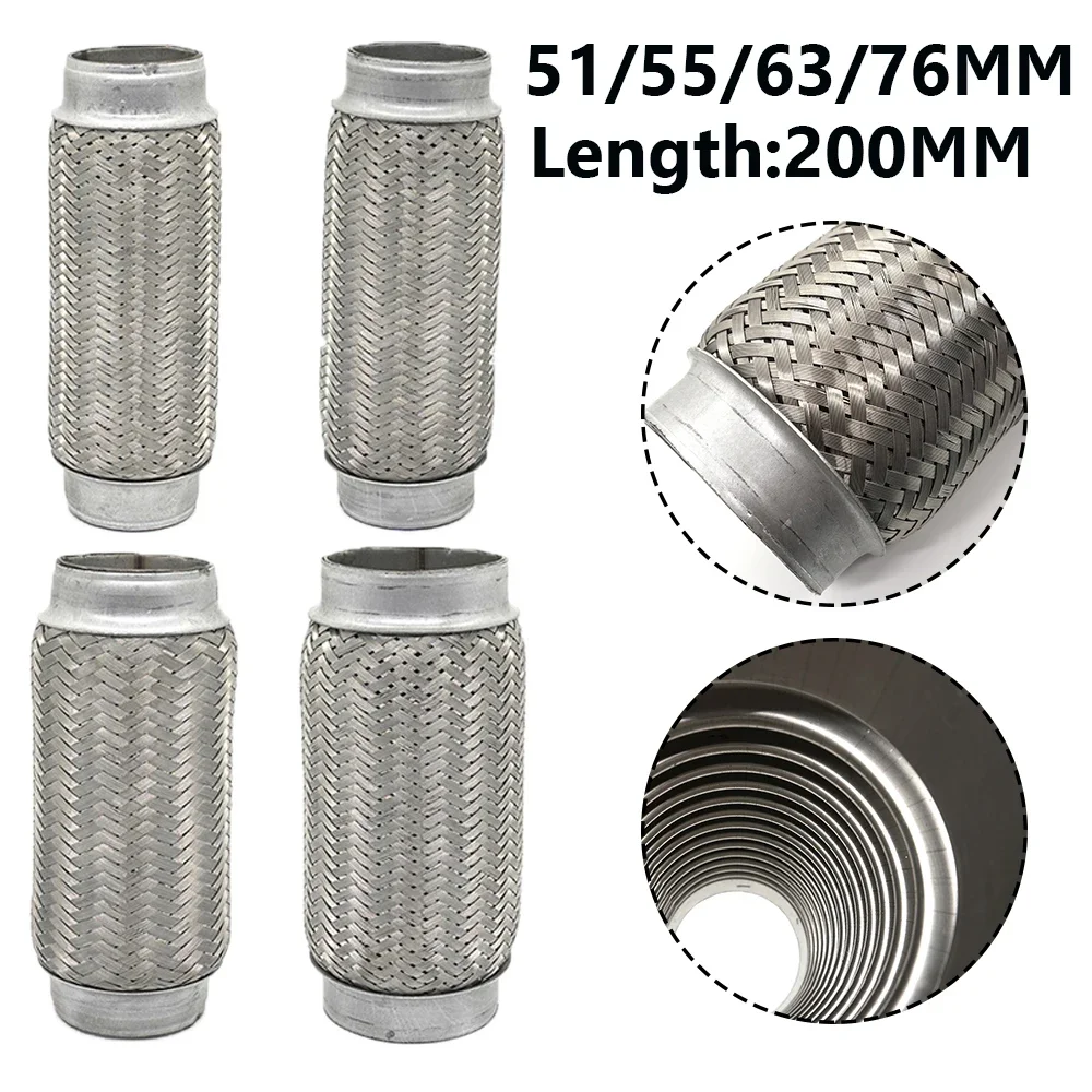 

Car Exhaust Flex Tube Stainless Steel Braid Bellow Connection Pipe Muffler Exhaust Pipe Silencer Nozzle Connector 51/57/63/76mm