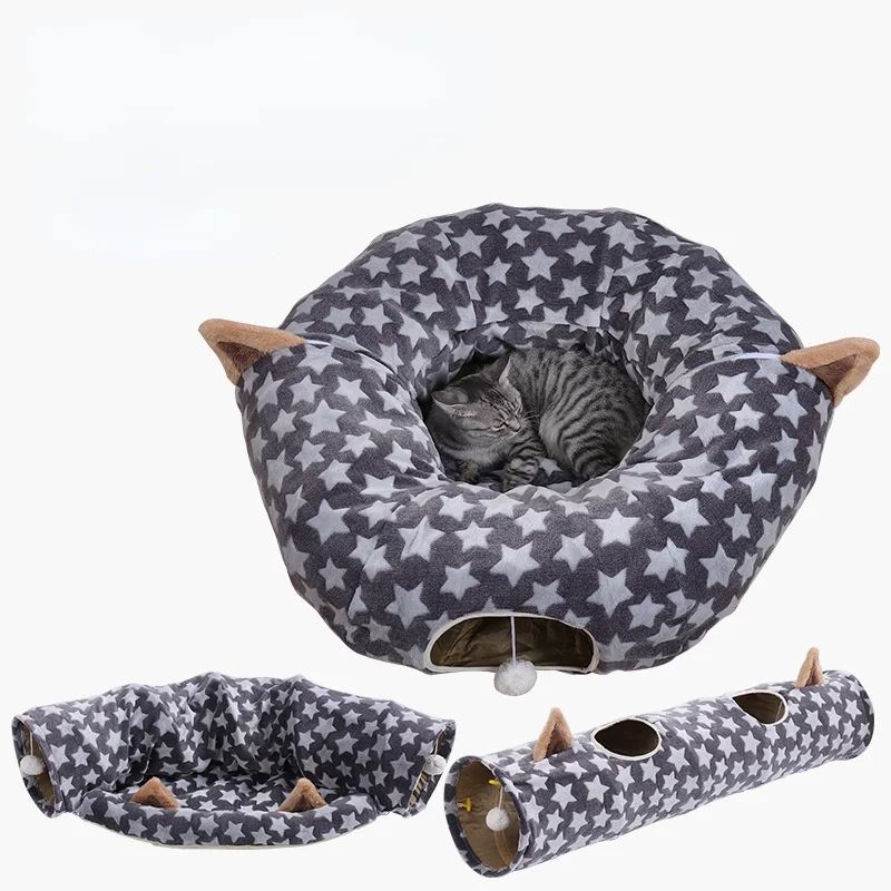 Gray stars a variety of foldable cat tunnel toys, scratch-resistant cat tunnel bed, self-hey cat toys