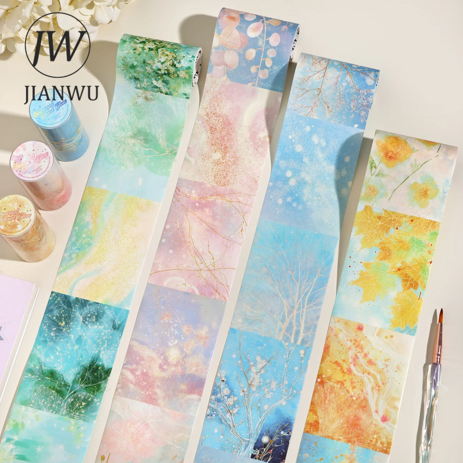 JIANWU 75mm*200cm Vintage Plant Flower Light Landscape Material Collage Scrapbooking Washi Tape Creative DIY Journal Stationery