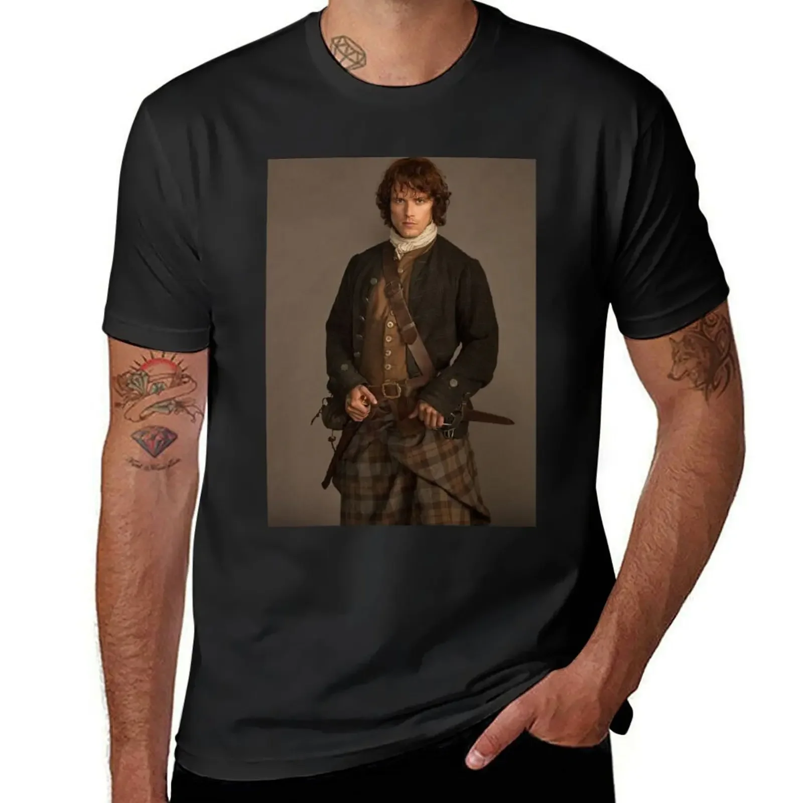 Sam Heughan T-Shirt man t shirt customizeds oversizeds big and tall t shirts for men