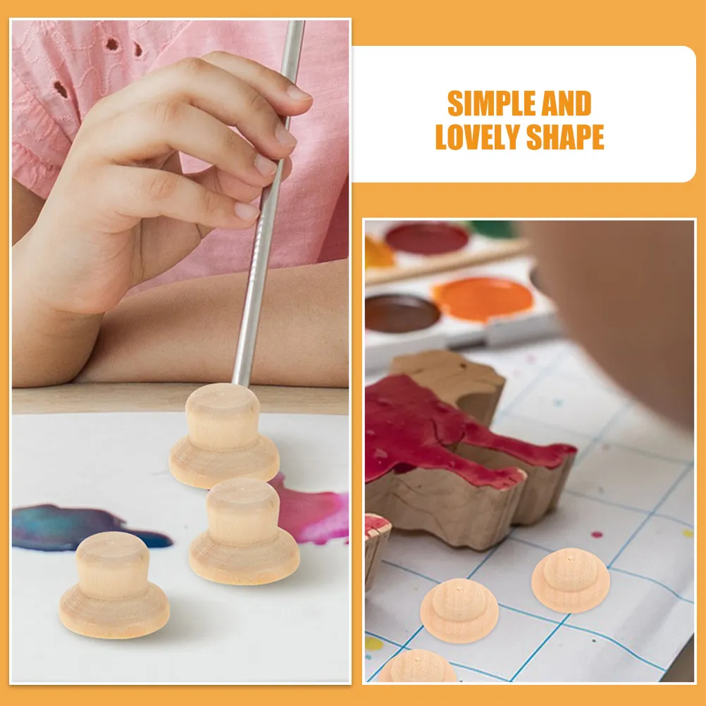 40Pcs DIY Wooden Peg Hat Unpainted Wood Caps Unfinished Craft Decoration for Kids Handmade Creative Artwork