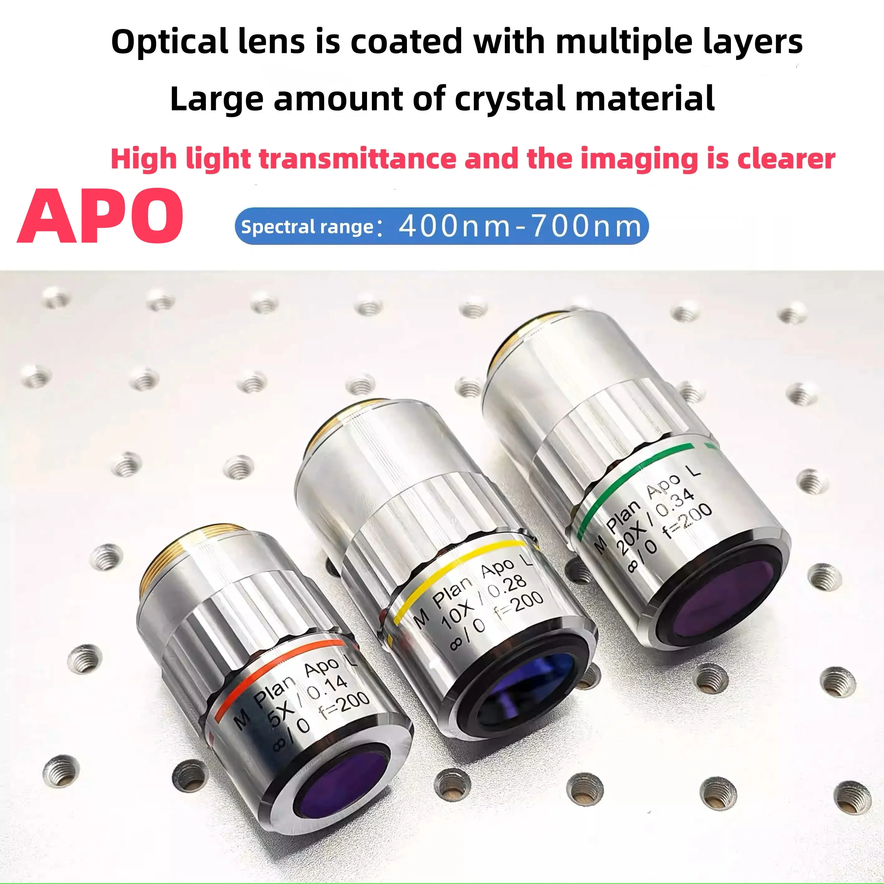 20배 APO 현미경 대물렌즈 금속학적 플랜-아크로매틱 아포크로매틱 초장거리 작업 거리