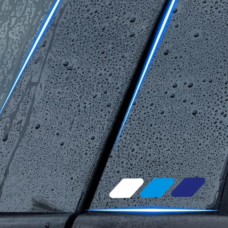 3-Color White Light Blue Dark Blue B-Pillar Car Sticker, Anti-Scratch Vinyl Film Easy Install for All Vehicles Exterior Decor