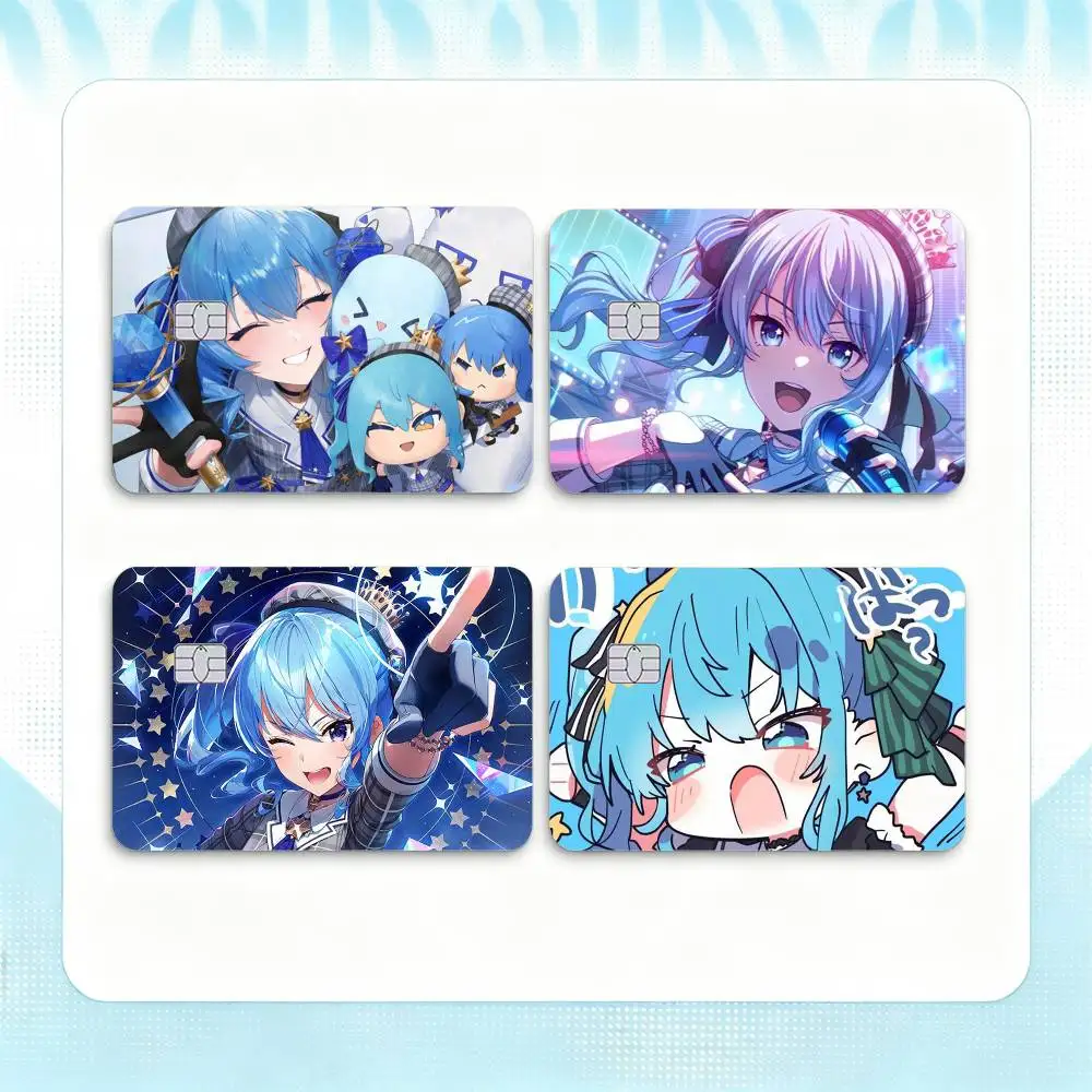 Hololive VTuber Kawaii Hoshimachi Suisei  Credit Card HD Stickers Game Card Decal Small Chip Waterproof Sticker Gift