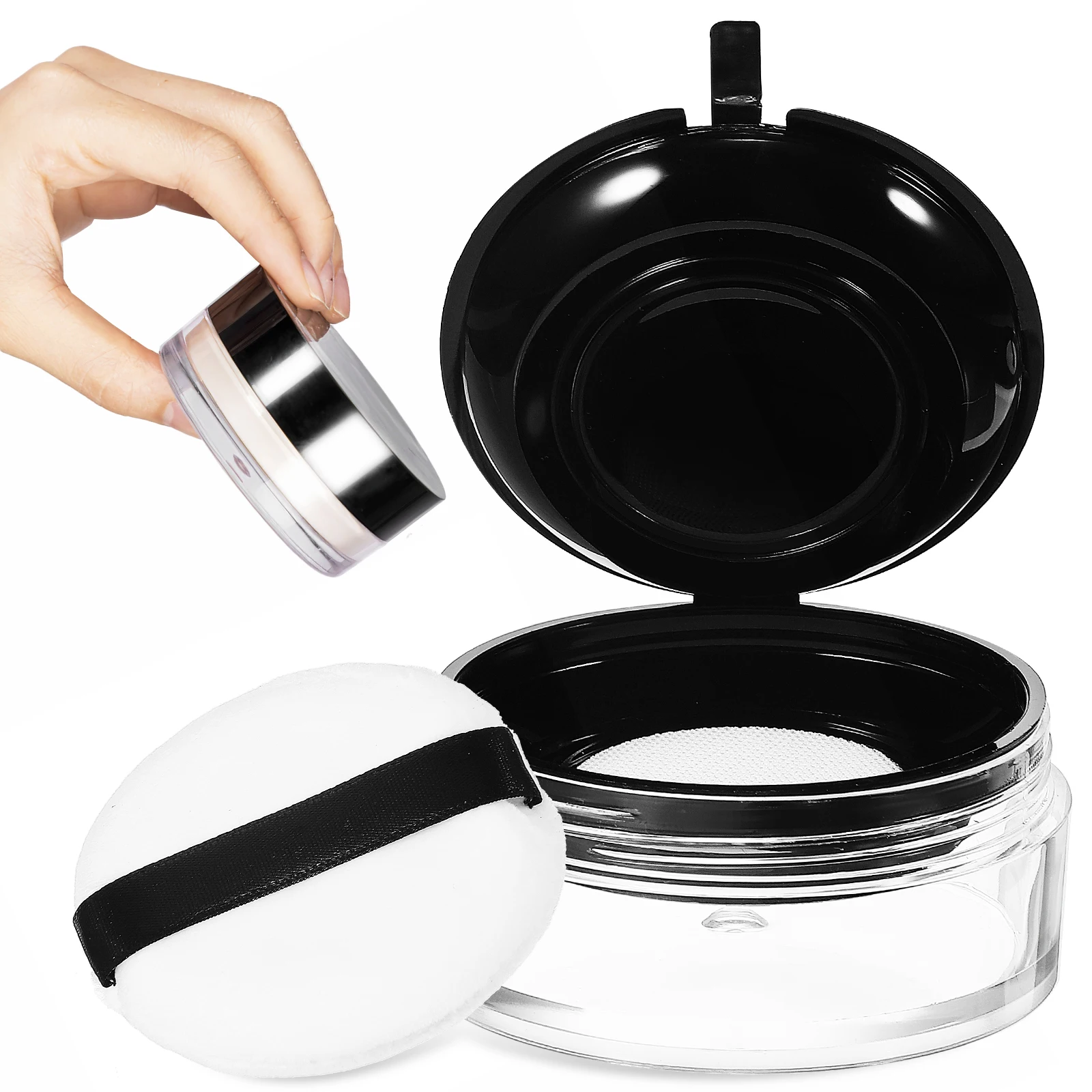 

1pcs Loose Powder Container Travel Size Empty Cushion Compact Case For Makeup Blush Foundation Storage Small Powder Puff Travel