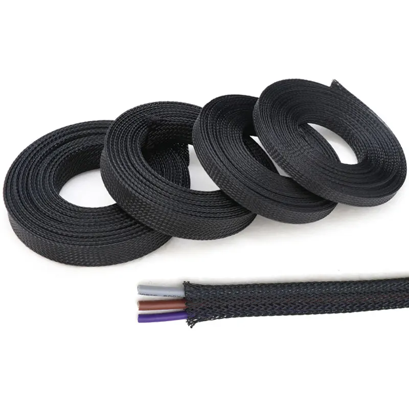 

1/3/5/10M PET Black Cable Sleeve 1mm~100mm Insulated Braided Sleeving Data Line Protection Wire Cable Flame-Retardant Nylon Tube